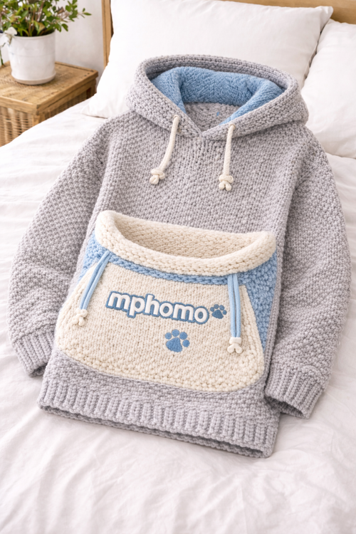 Mphomo CozyCarry Handmade Pooch Hoodie – Warm Kangaroo Pet Carrier Sweater