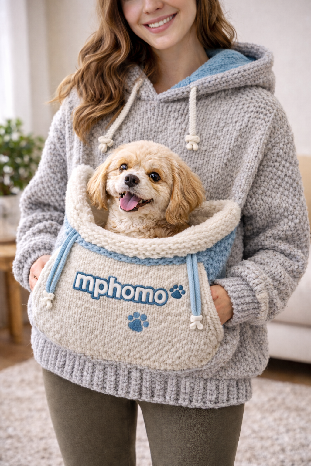 Mphomo CozyCarry Handmade Pooch Hoodie – Warm Kangaroo Pet Carrier Sweater